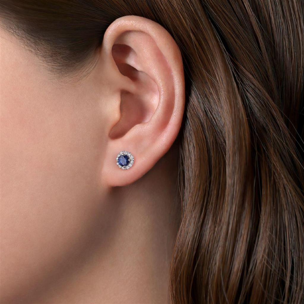 Gabriel & Co 14K White Gold Lusso Sapphire Diamond Studs EG11602W45SA