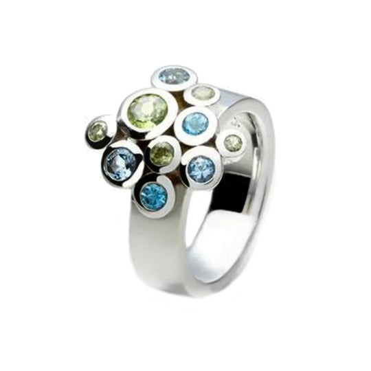 Joryel Vera Sterling Silver London Blue Topaz and Peridot Fashion Ring R4511BT/PD