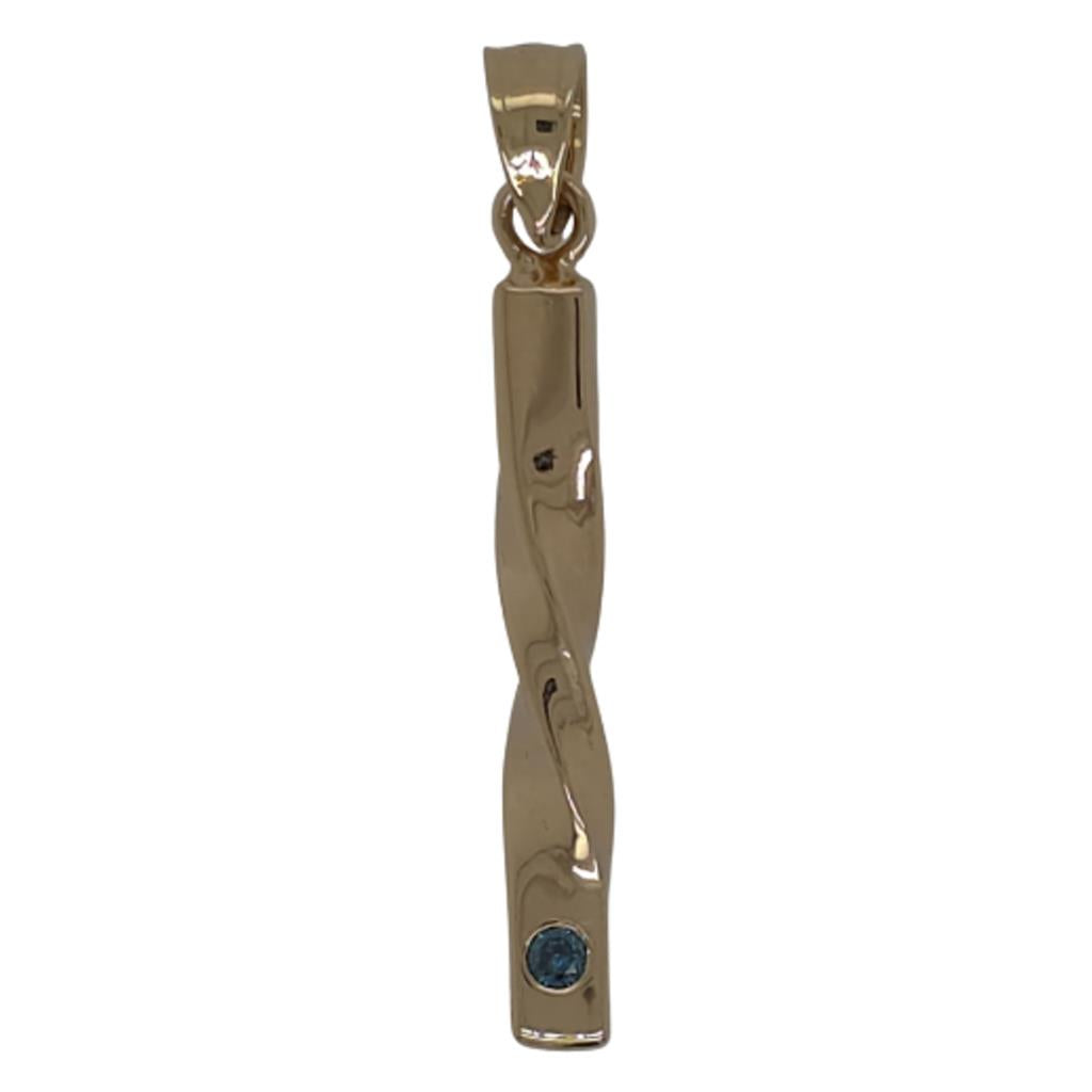 14K Yellow Gold Twisted Blue Diamond Accented Pendant 240418