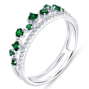 Uneek 14KW Diamond Emerald Double Row Ring LVBAD302WEM