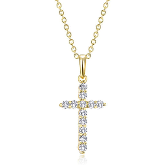 Lafonn Sterling Silver Gold Plated Simulated Diamond Cross Necklace P0165CLG18