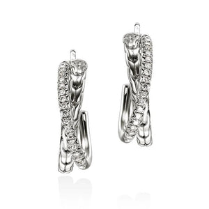 John Hardy Sterling Silver Diamond Pave Crossover Earrings EBP987142DI