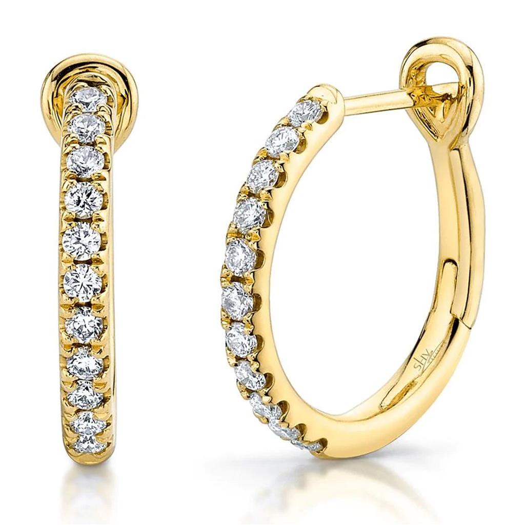 Shy Creation 14K Yellow Gold Diamond Hoop Earrings SC22005537