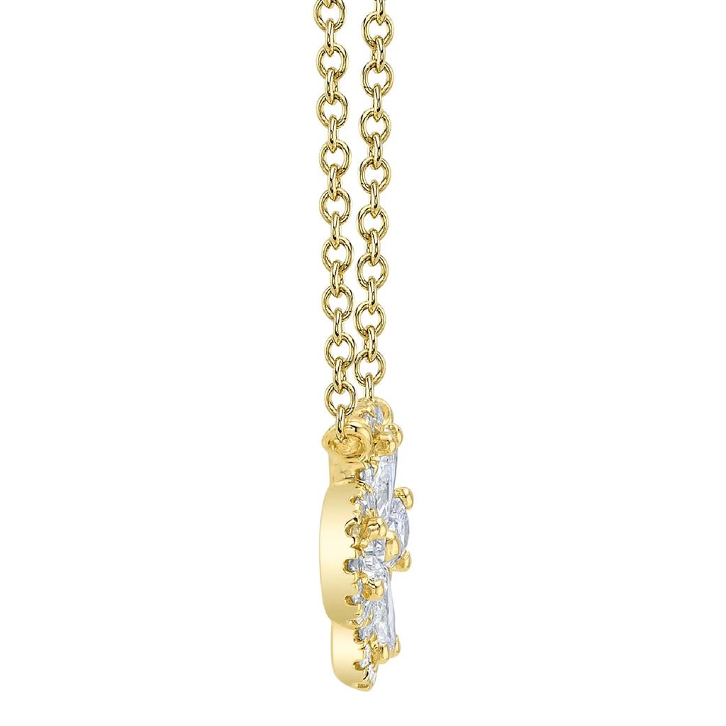 Shy Creation 14K Yellow Gold Diamond Clover Necklace SC55019421