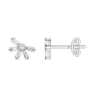 Costar 14KW Tapered Baguette and Round Diamond Fancy Stud Earrings RE22910W