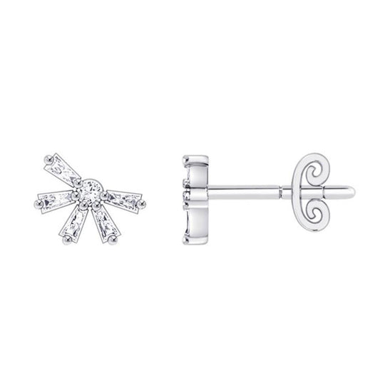Costar 14K White Gold Tapered Baguette and Round Diamond Fancy Stud Earrings RE22910W