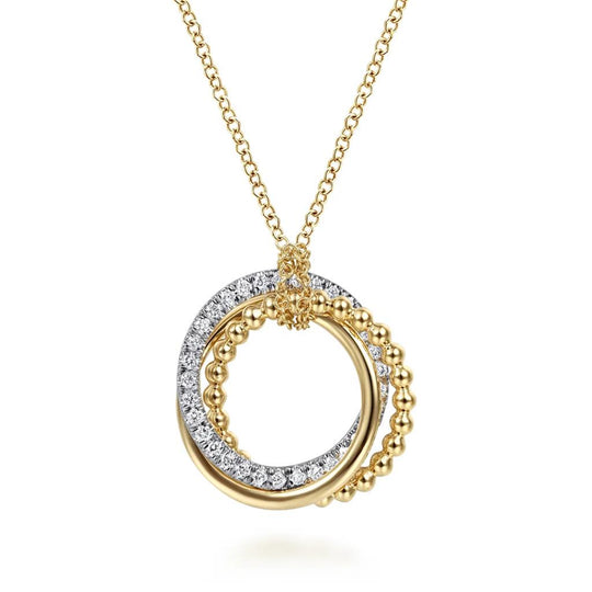 Gabriel & Co 14K Two Tone Bujukan Diamond Interlocking Circle Necklace NK6360M45JJ