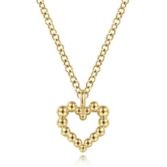 Gabriel & Co 14K Yellow Gold Bujukan Bead Heart Necklace NK6463Y4JJJ