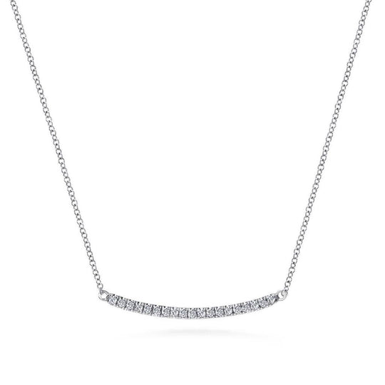Gabriel & Co 14K White Gold Lusso Curve Diamond Bar Necklace NK4273W45JJ
