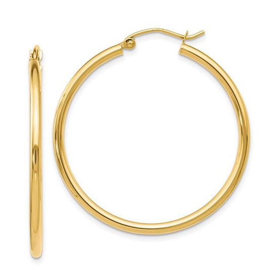 14K Yellow Gold 2mm Polished Hoop Earrings 231