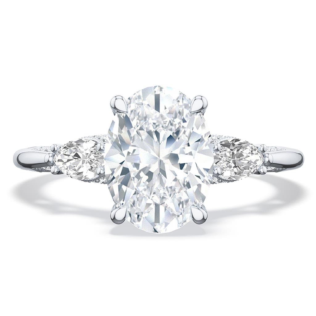 Simply Tacori 18KW 3 Stone Diamond Ring Mounting 2685 OV 8.5x6.5 W