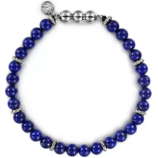 Gabriel & Co Sterling Silver Lapis Bujukan Beaded Bracelet TBM4533SVJLP