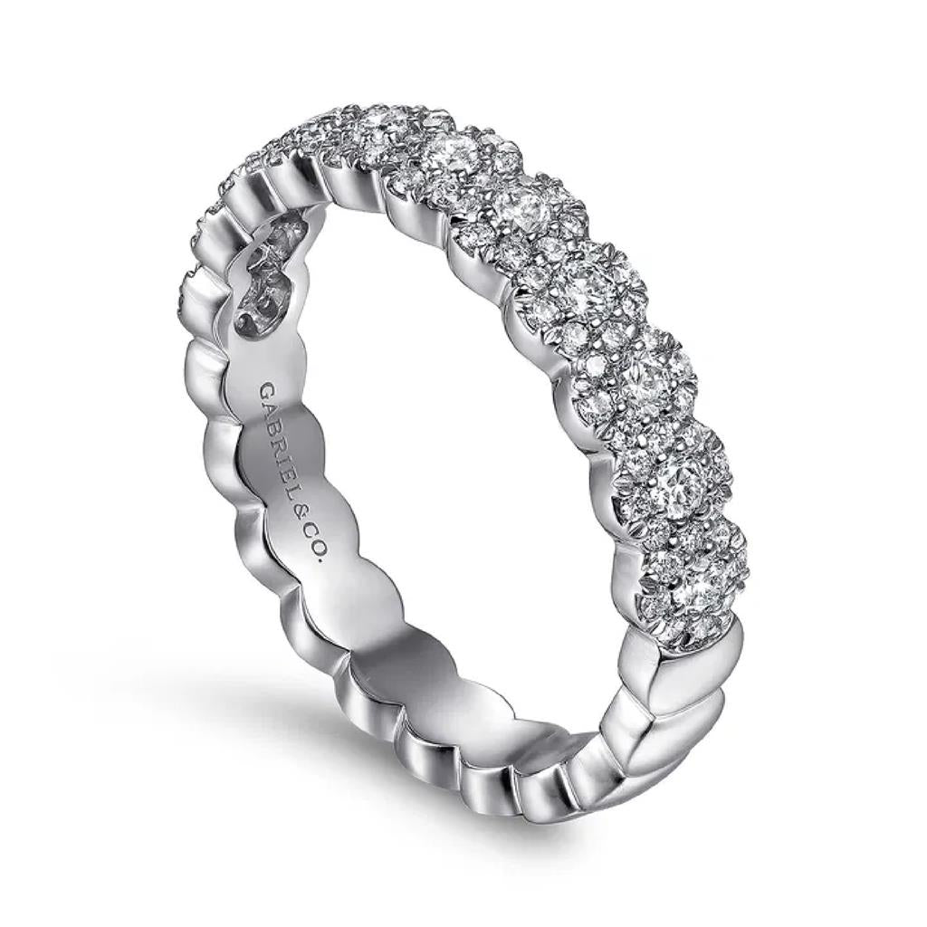 Gabriel & Co 14K White Gold Round Diamond Halo Anniversary Band AN14685W44JJ