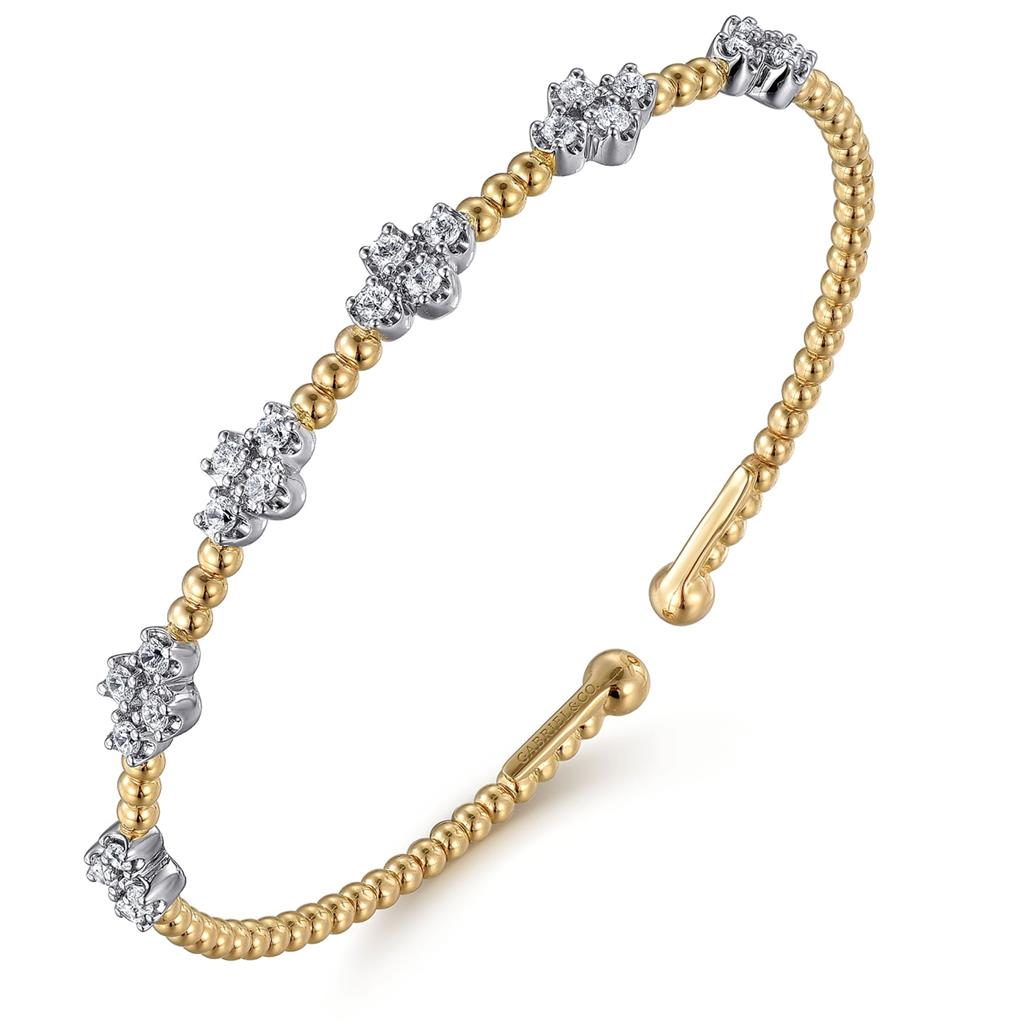 Gabriel & Co 14K Two-Tone Bujukan Diamond Clover Bangle BG4782-62M45JJ