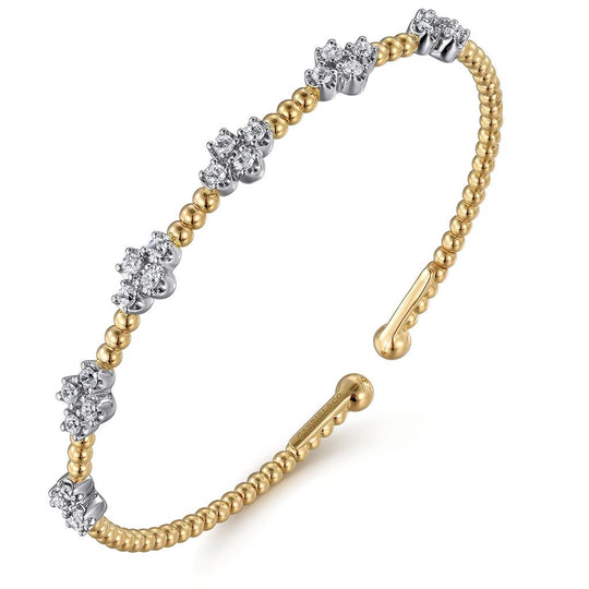 Gabriel & Co 14K Two-Tone Bujukan Diamond Clover Bangle BG4782-62M45JJ
