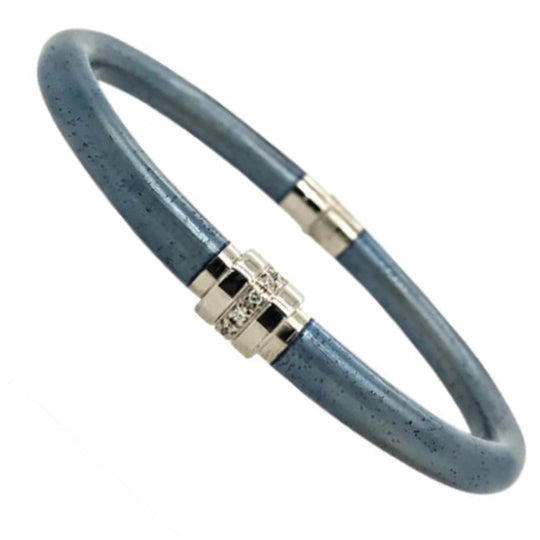Soho Sterling Silver Blue Enamel Diamond Bangle AB939SDLBLU