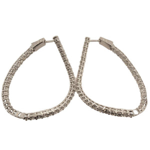 14K White Gold Wavy Inside Out Hinged Diamond Hoop Earrings 70287-WAVY-HOOPS-CD