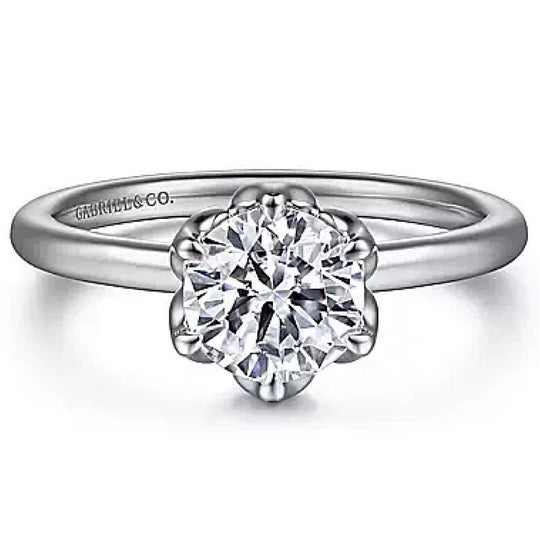 Gabriel & Co 14K White Gold Classic 6 Prong Floral Solitaire Engagement Ring ER15761R2W4JJJ