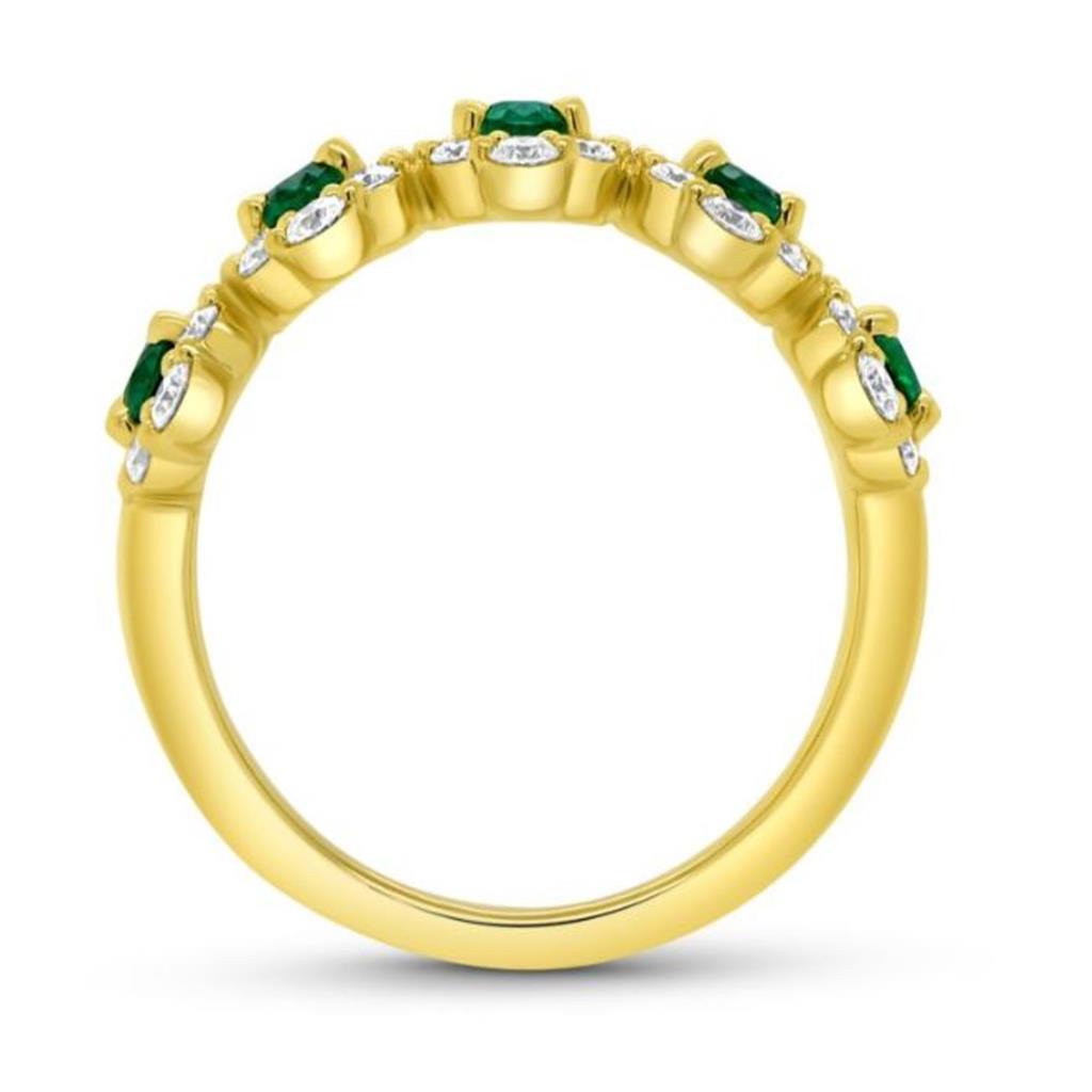 Uneek 18K Yellow Gold Five Stone Emerald Diamond Halo Ring SWS235EMOV