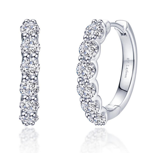 Lafonn Sterling Silver Platinum Plated Josie Simulated Diamond Hoop Earrings E0649CLP00