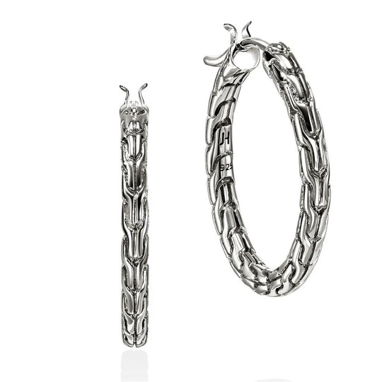 John Hardy Sterling Silver Hoop Earrings EB98923