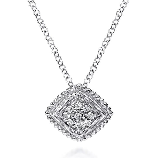 Gabriel & Co Sterling Silver Diamond Cluster Pendant Necklace NK3479SV5JJ
