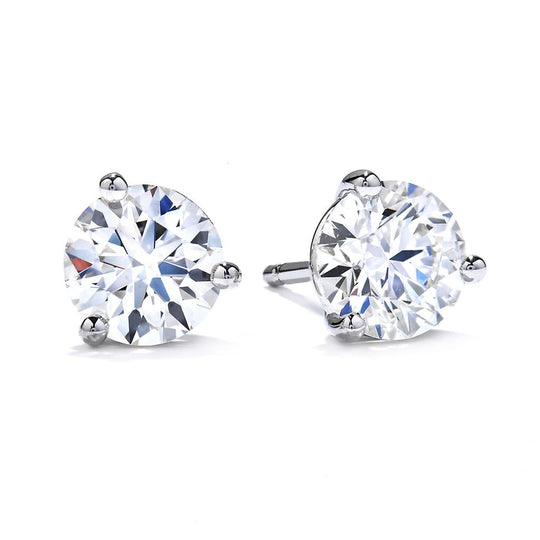Hearts On Fire 18K White Gold Three-Prong 1/2ctw Diamond Studs 3SIE00508W