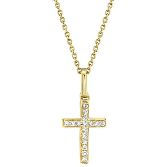 Shy Creation 14K Yellow Gold Diamond Cross Necklace SC22002783AC
