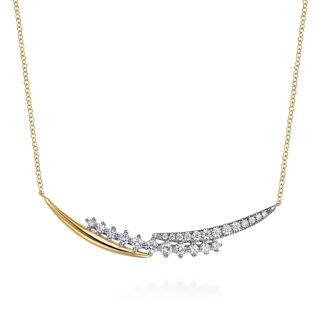 Gabriel & Co 14K Two-Tone Crossover Diamond Bar Necklace NK8040M45JJ