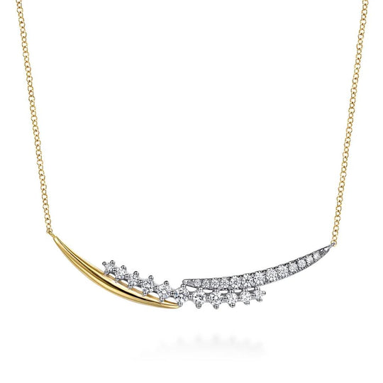 Gabriel & Co 14K Two-Tone Crossover Diamond Bar Necklace NK8040M45JJ