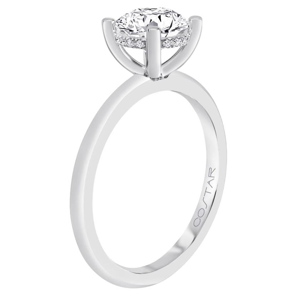 Costar 14K White Round Hidden Halo Engagement Ring R14309WRD100