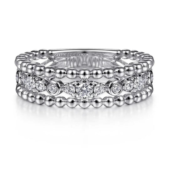 Gabriel & Co Sterling Silver White Sapphire Bujukan Stackable Ring LR51779SVJWS