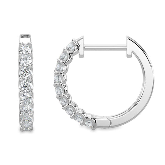 14K White Gold Small Diamond Hoop Earrings M13E2246V9B14