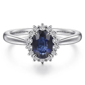 Gabriel 14KW Sapphire Diamond Halo Ring ER914472O3W44JJ