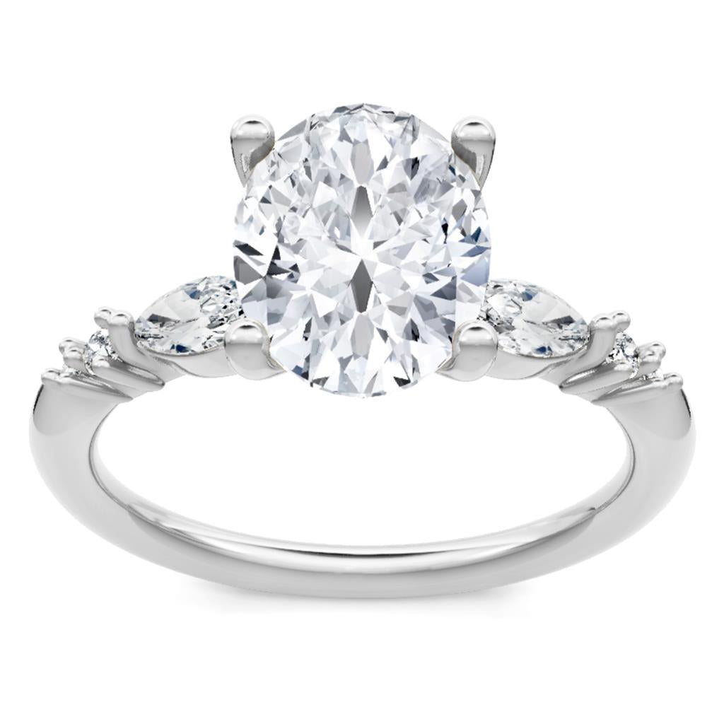 14K White Gold Diamond Accented Engagement Ring 61006D-4W-1/4
