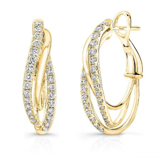 Uneek 14K Yellow Gold Twist Diamond Hoop Earrings LVEW441Y