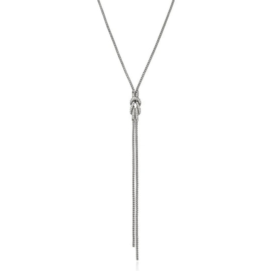 John Hardy Sterling Silver Diamond Love Knot 'Y' Necklace NBP987832DIX18-20