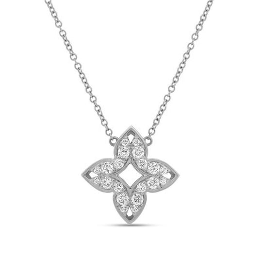 Uneek 18K White Gold Floral Diamond Pendant Necklace PN3059
