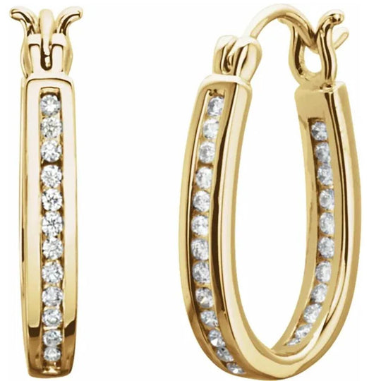 14K Yellow Gold Inside Out Diamond Hoop Earrings 62190:2635440:P