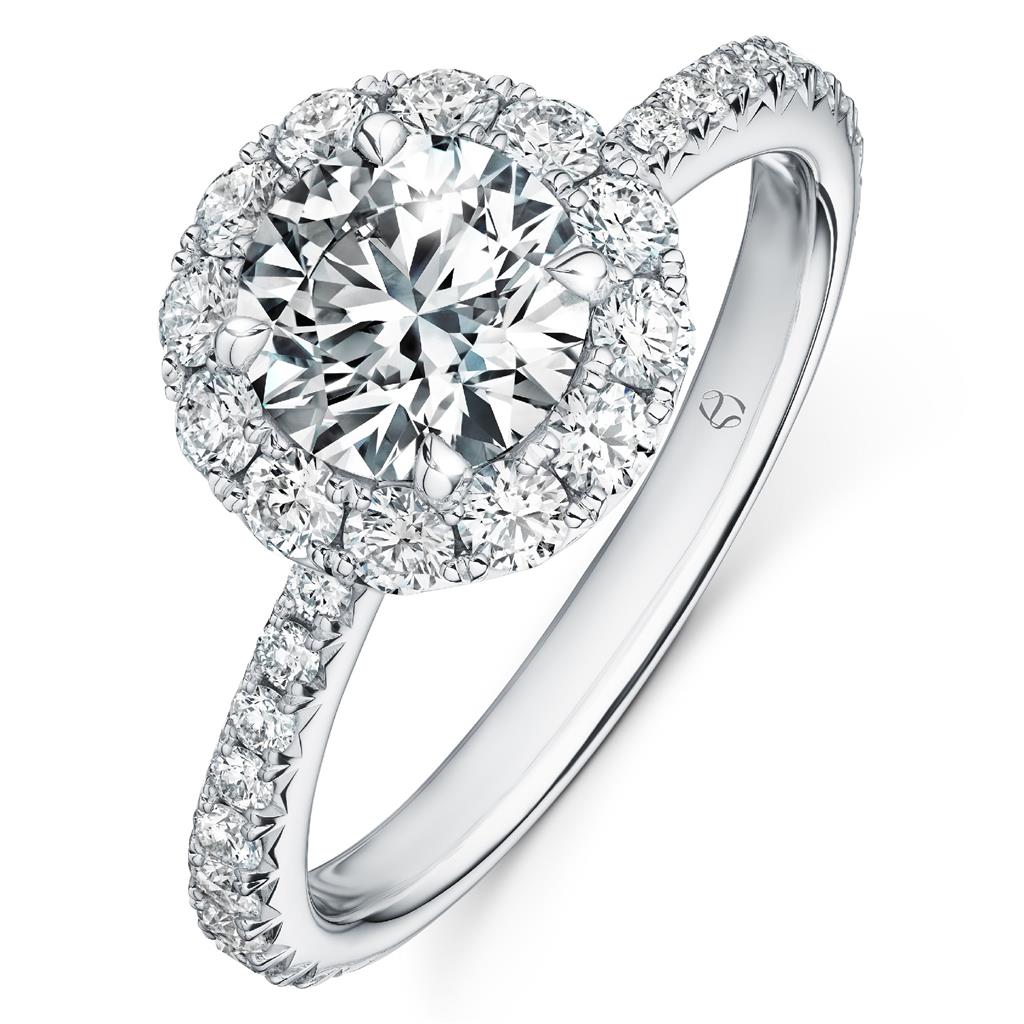 Hearts on Fire Platinum Vela Diamond Halo Engagement Ring UU2641PTCUS2006500