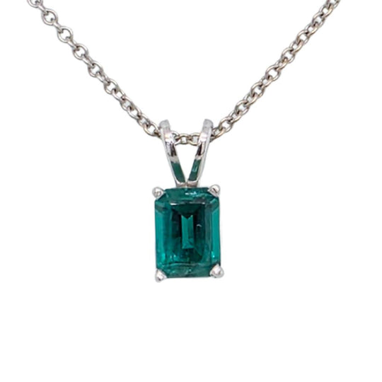 14K White Gold Lab Grown Emerald Pendant MISC/909B