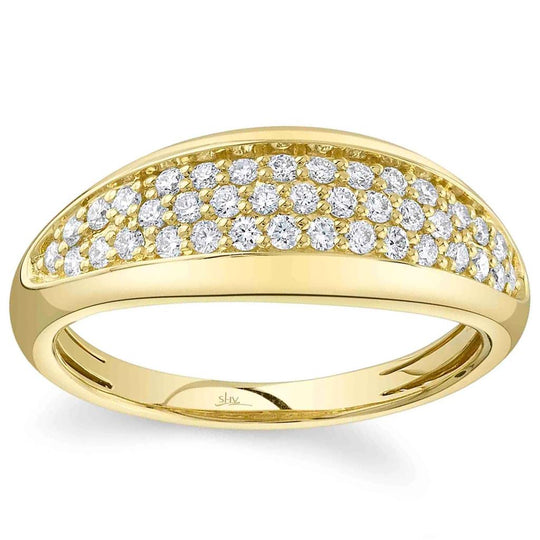 Shy Creation 14K Yellow Gold Wide Cluster Diamond Ring SC55026237