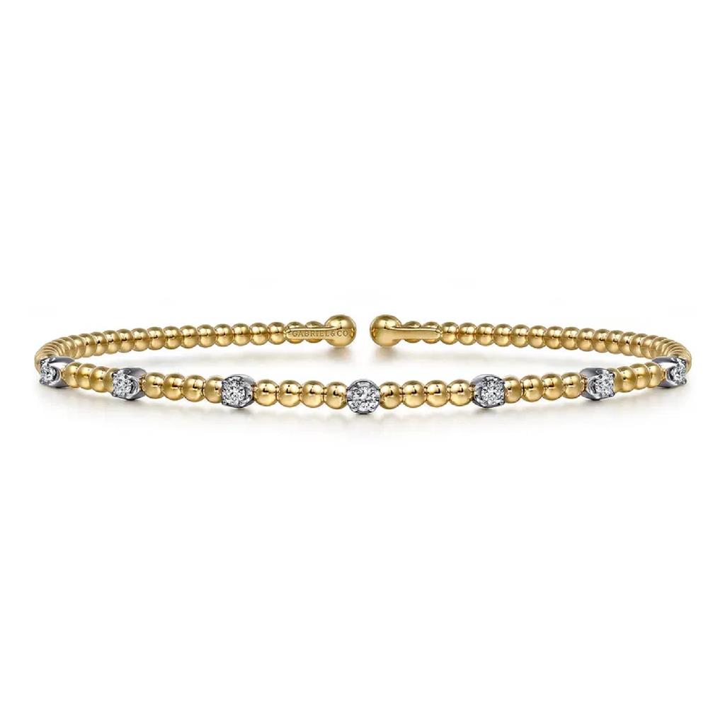 Gabriel & Co 14K Yellow Gold Bujukan Diamond Stations Bangle BG4436-62M45JJ