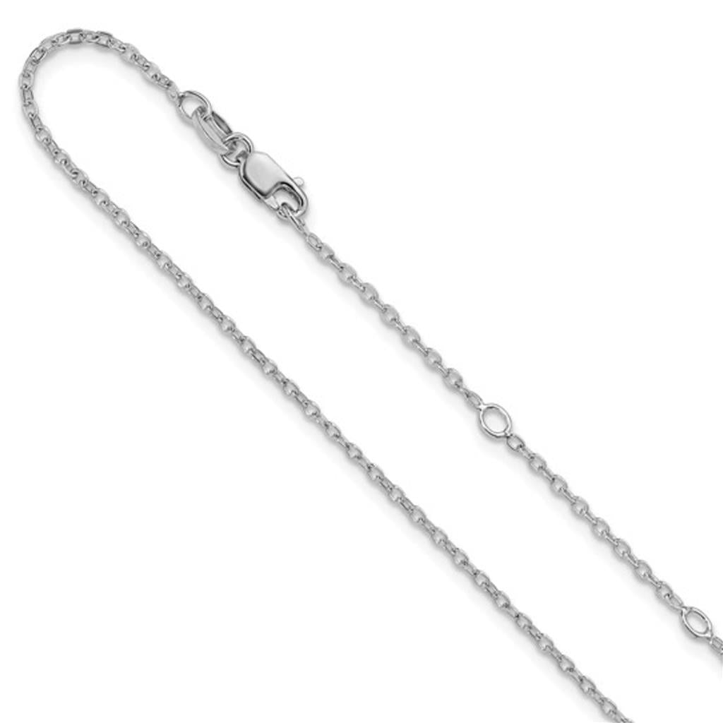 Sterling Silver Rhodium Plated Diamond-Cut 1.4mm Cable Chain FC104-16+2