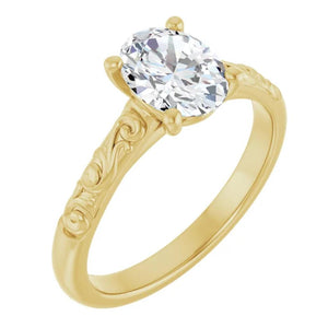 14K Yellow 8x6mm Oval Solitaire Engagement Ring Mounting 126333