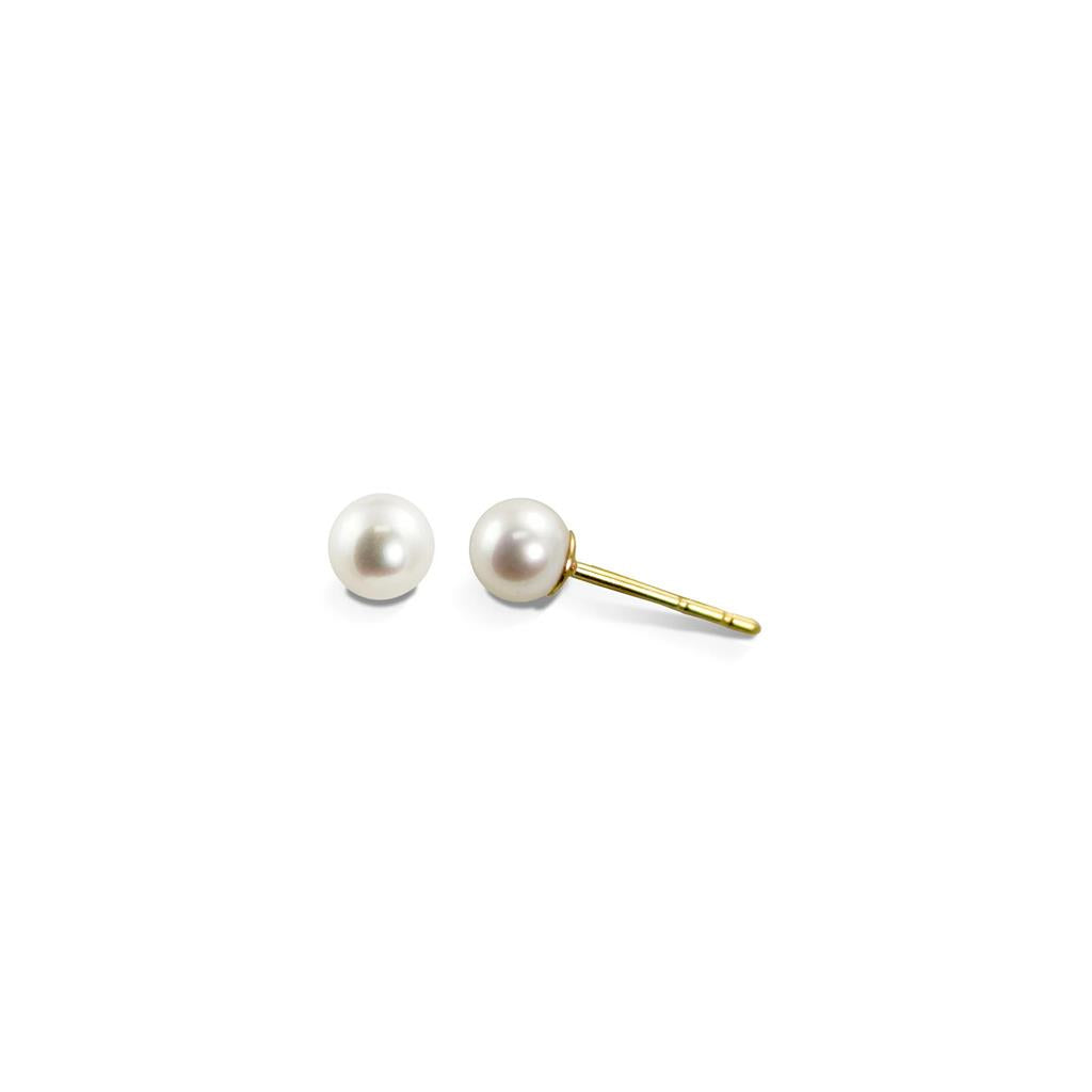 14K Yellow Gold 4mm Akoya Pearl Earrings 926100/A