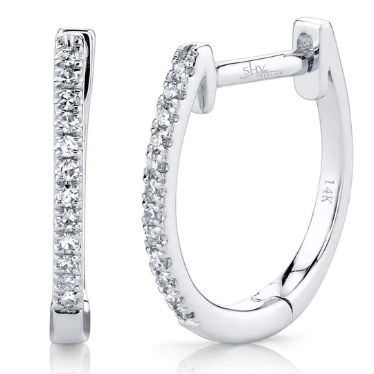 Shy Creation 14K White Gold Diamond Hoop Earrings SC55001597