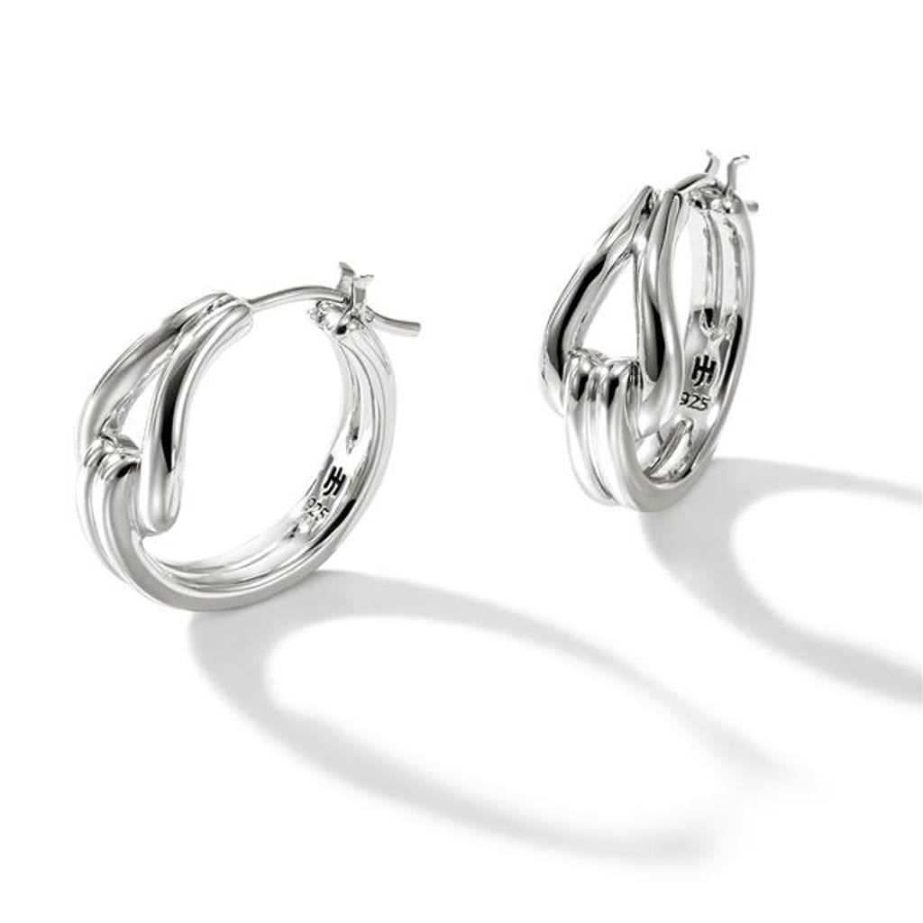 John Hardy Sterling Silver Surf Small Hoop Earrings EB901147