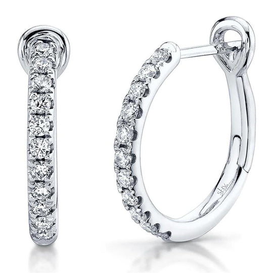 Shy Creation 14K White Gold Diamond Hoop Earrings SC22005536