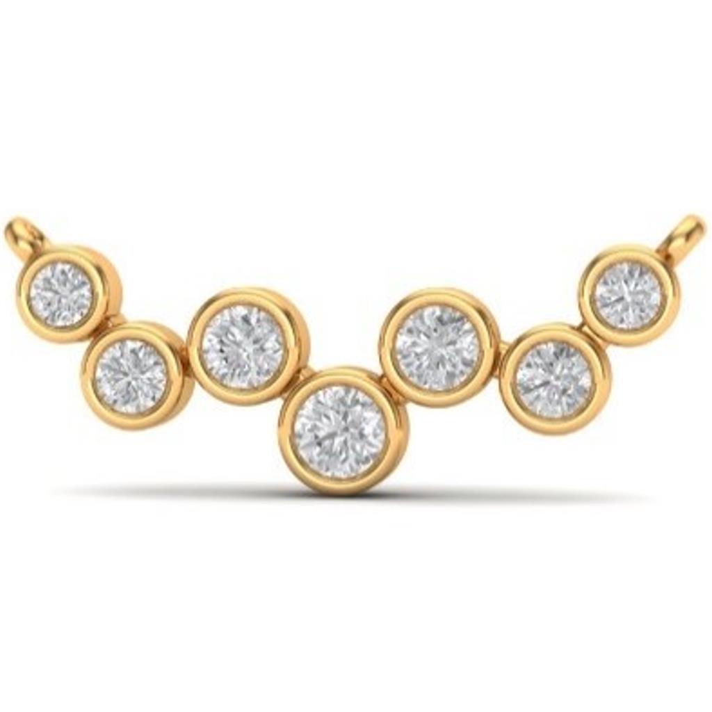 CW Signature 18K Yellow Gold Scattered Diamond Bezel Necklace P0471